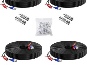 Anlapus 4 Pack 60ft All-in-One Video Power Cable for CCTV Security Camera DVR