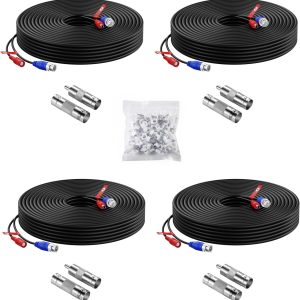 Anlapus 4 Pack 60ft All-in-One Video Power Cable for CCTV Security Camera DVR