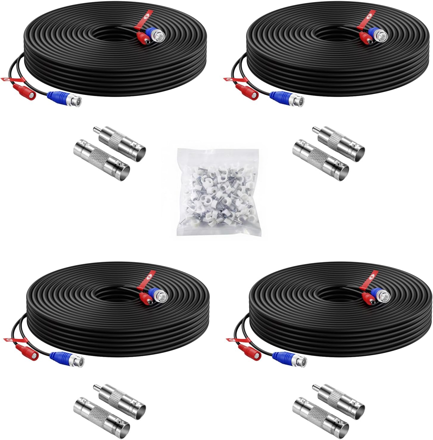 Anlapus 4 Pack 60ft All-in-One Video Power Cable for CCTV Security Camera DVR