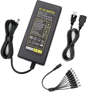 Tnuocke 3-Prong Security Camera Power Adapter,12V 5A 100V-240V Camera Power Adapter