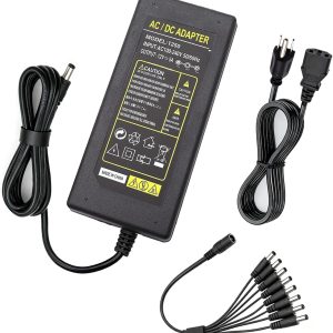 Tnuocke 3-Prong Security Camera Power Adapter,12V 5A 100V-240V Camera Power Adapter